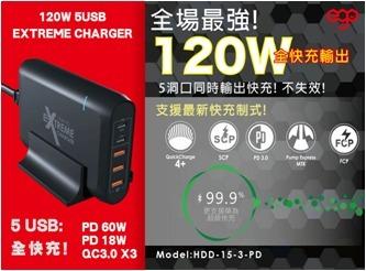 EGO 120W EGO 120W Extreme Charger Model: HDD15-3-PD In