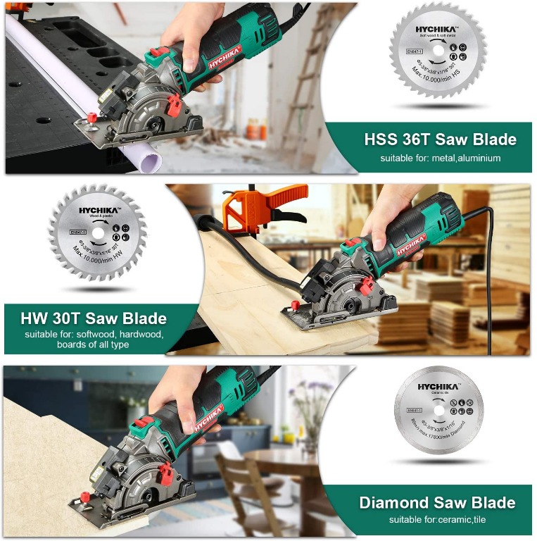 Circular Saw, 1300W HYCHIKA Electric Saw 4500RP, High Power Otor, 24T - View #2