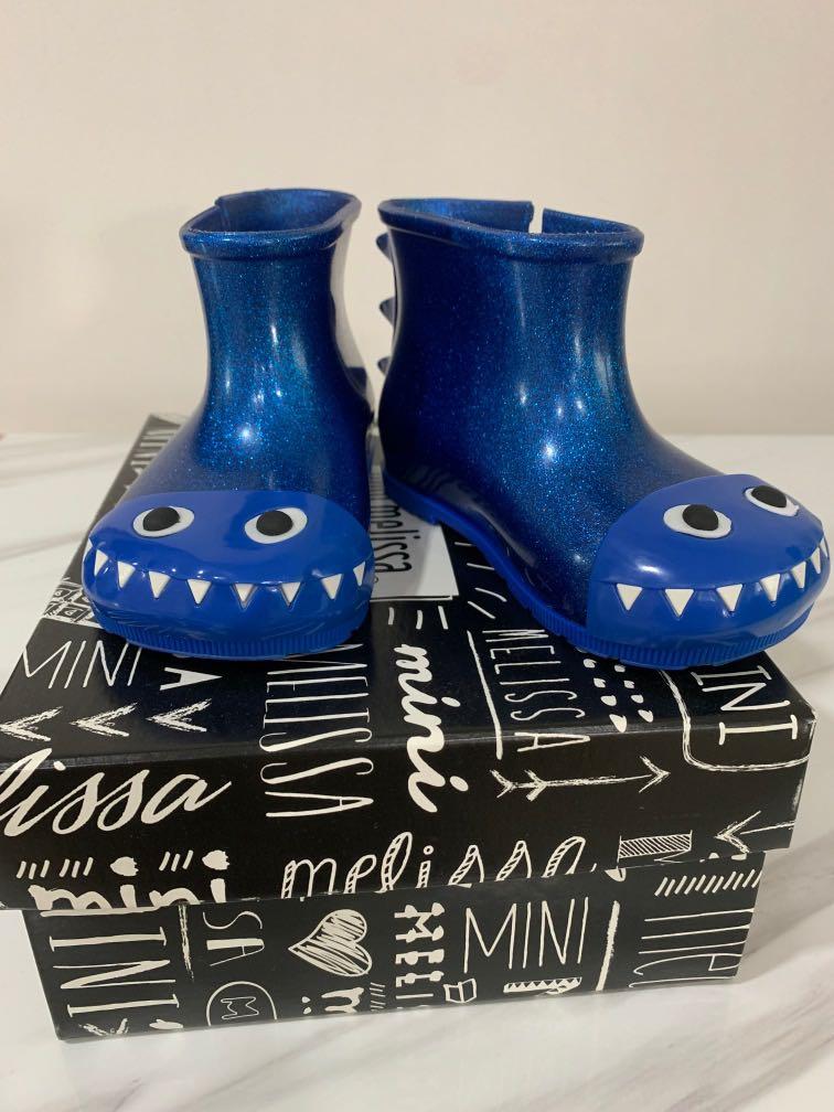 Mini Melissa SUGAR RAIN FABULA Dinosaur Snap Closure Rain Boot US 9