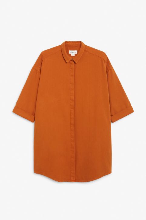 Monki hidden button shirt dress clearance
