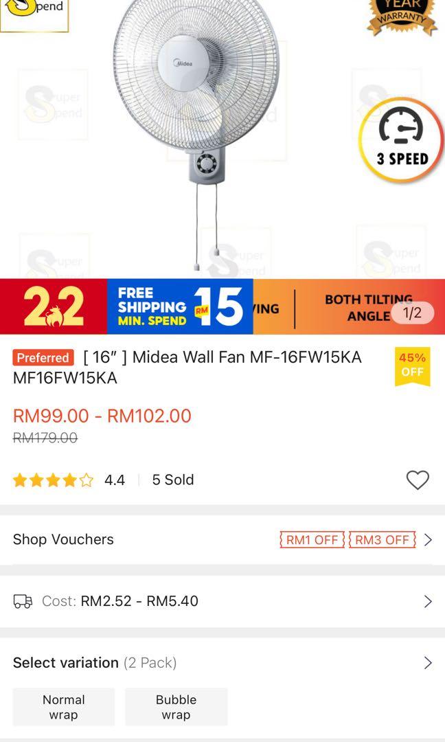 New Midea Wall Fan 16 Boxed And Unused Tv Home Appliances Kitchen Appliances Kettles Airpots On Carousell