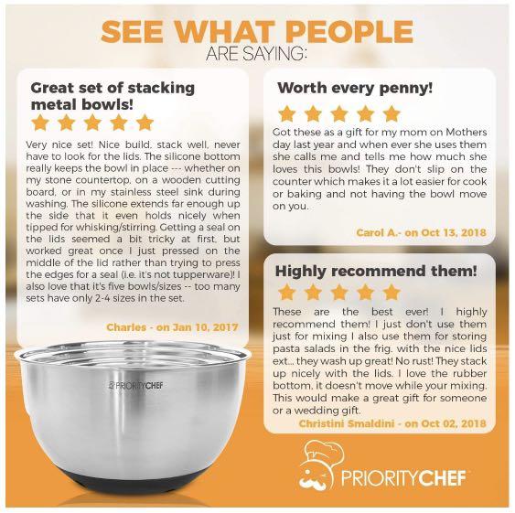  Priority Chef Premium Mixing Bowls With Lids Set