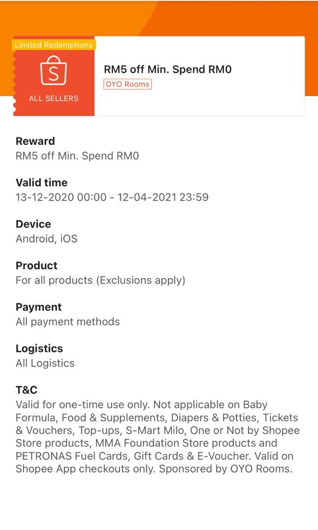 ðŸ”¥RM5 Shopee gift voucher for RM4, Tickets & Vouchers ...