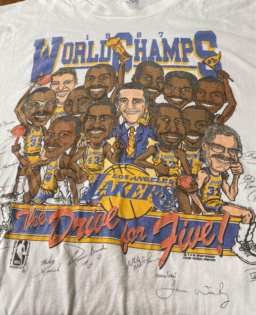 Vintage 1987 Lakers NBA Championship Shirt Men s Fashion Tops