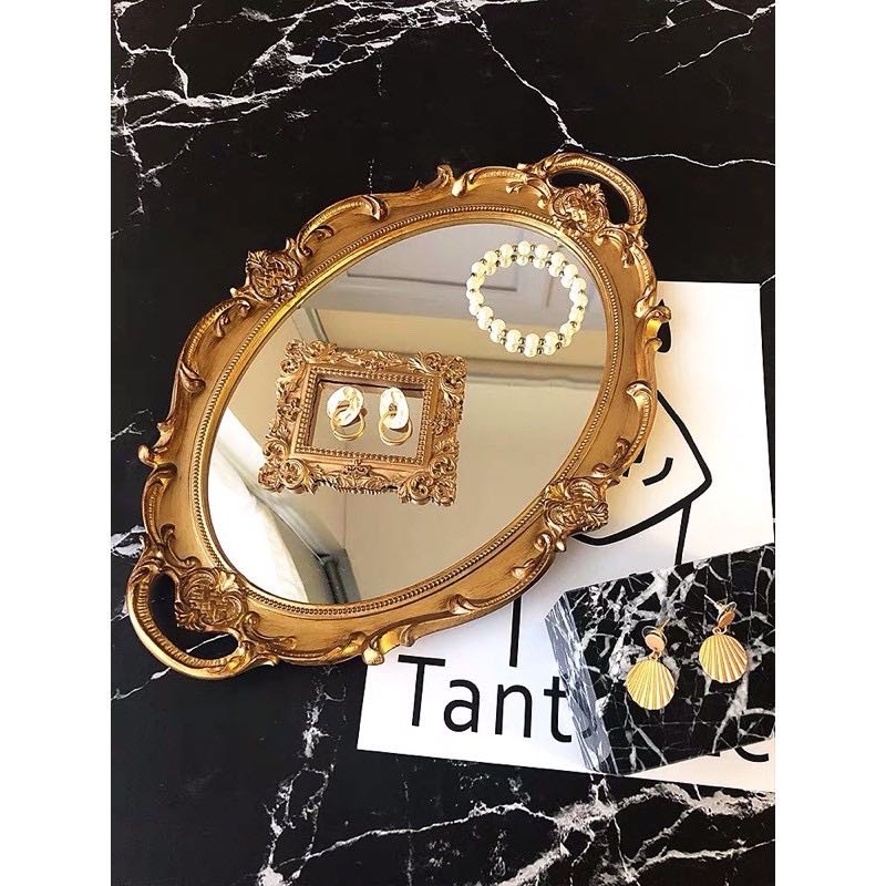 Vintage Gold Vanity Mirror Tray, Furniture & Home Living, Home Decor