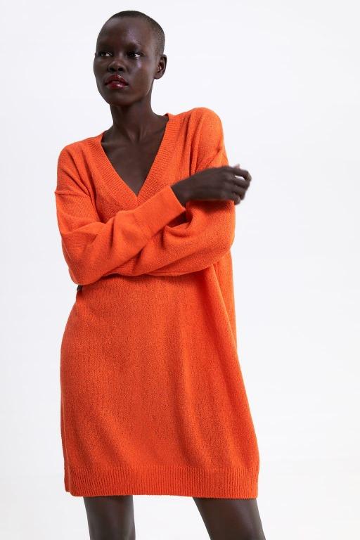 ZARA Orange Knit Pullover Jumper Dress Women s Fashion Dresses