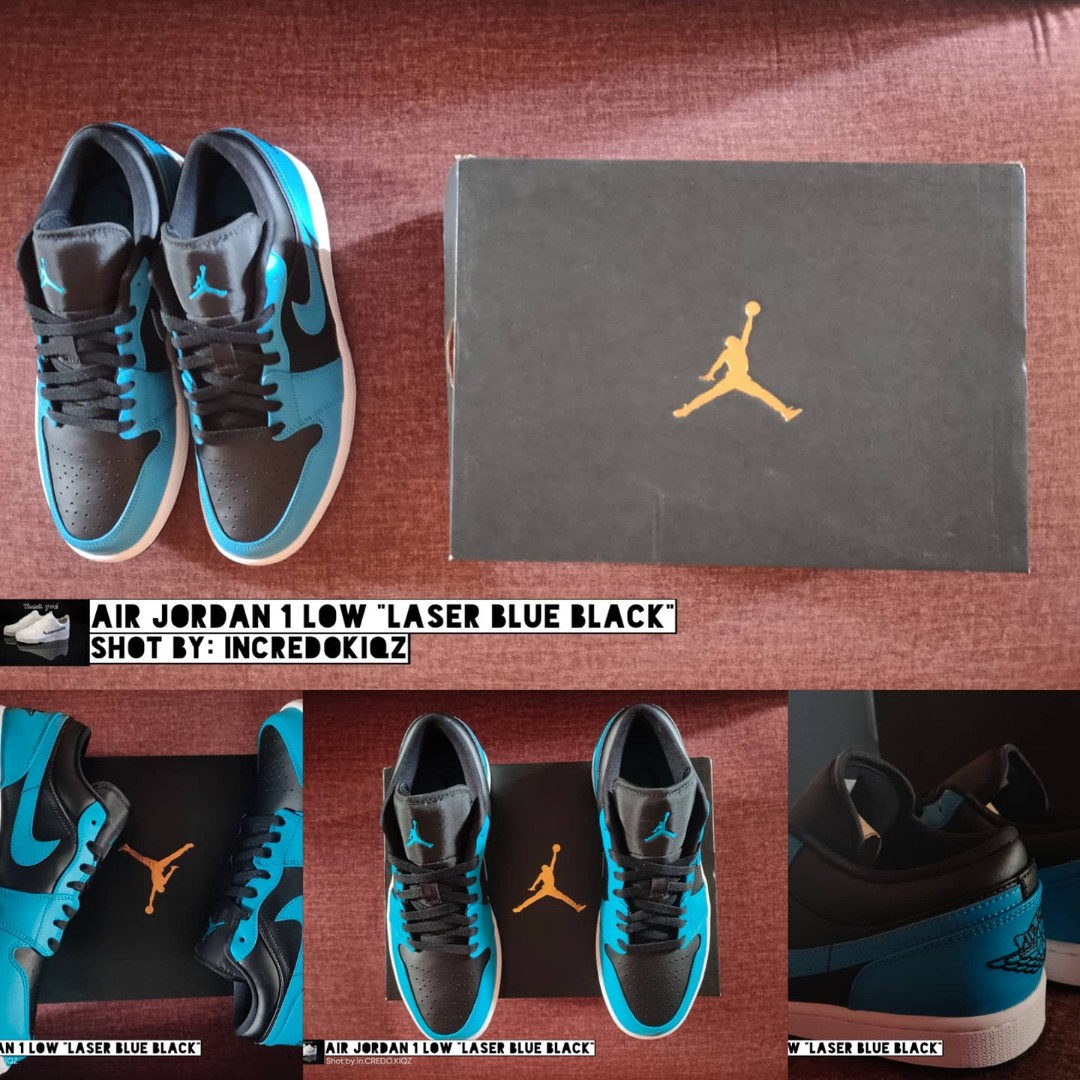 Air Jordan 1 Low Laser Blue Black White Men S Fashion Footwear Sneakers On Carousell