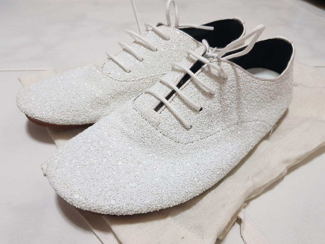 White glitter shoes shop