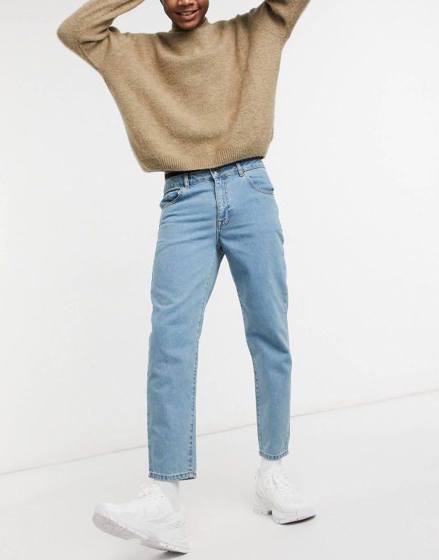 ASOS DESIGN tinted light wash blue jeans, Men's Fashion, Bottoms, Jeans on  Carousell