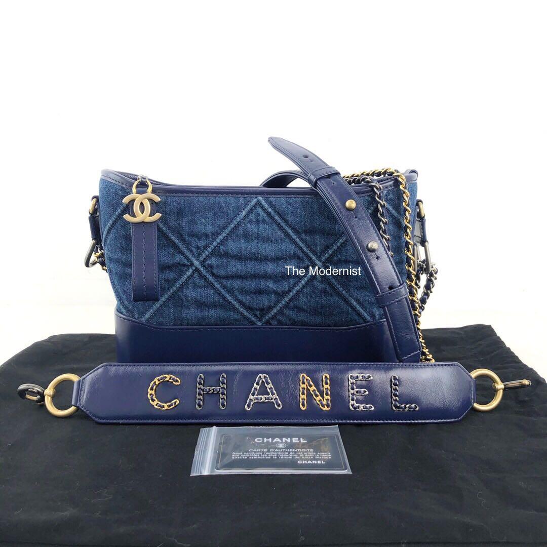 Authentic Chanel Denim Gabrielle Hobo Bag Blue