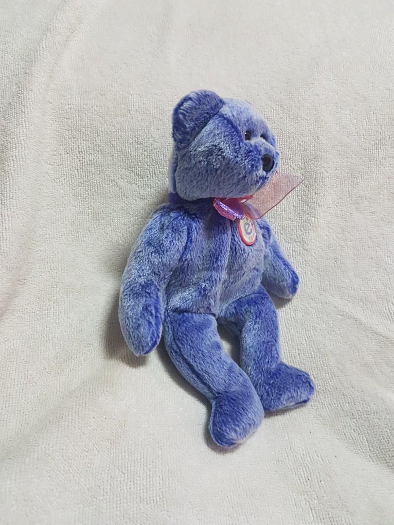 Authentic Vintage Rare TY Beanie Babies Collection Periwinkle the Purple Bear Beanie Plush Soft Toy
