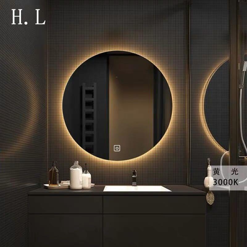 Bathroom Vanity Round Led Mirror, Round Bathroom Mirror With Lights Battery Operated