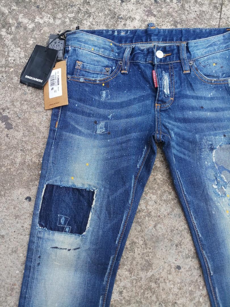 BNWT Dsquared2 Splatter Patchwork Denim Jeans Women s Fashion