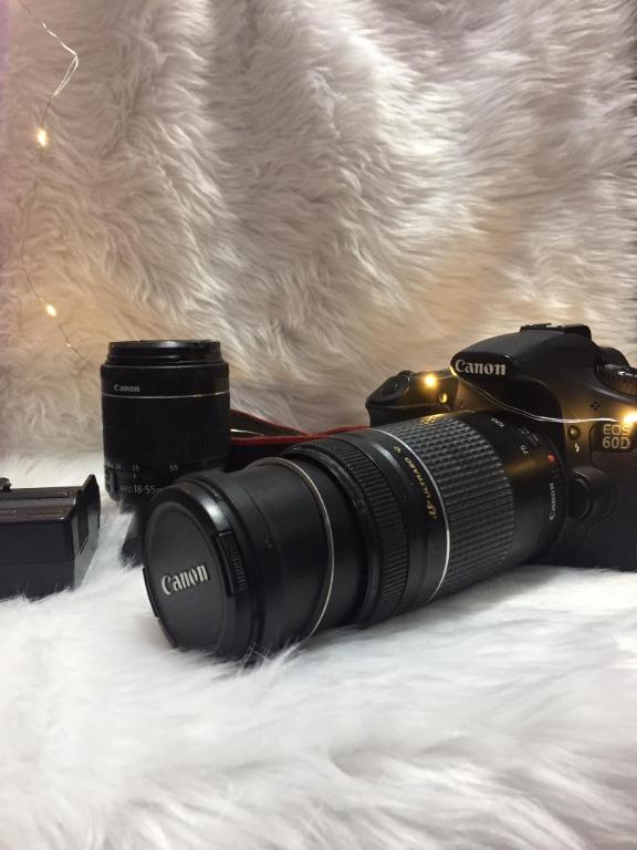 CANON 60D DSLR Camera w/ two free lens (Category: Voice Recorders) located in Makati City. Submitted by ebolet (Listing ID 1064400419, Image 3). Description: Canon 60D DSLR Camera 9/10 condition. No fungus, clean lens, flash are working. Barely Used Inclusions: - 70-300mm zoom lens - 18-55 kit lens - 1 extra battery (2 batteries) - 1 charger - 1 strap Flaws: loose metal in zoom lens. But still functions perfectly and doesn't affect photo or video
