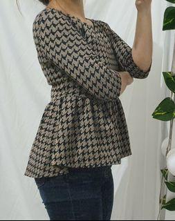 ⚠️LELANG❗ Atasan Houndstood Peplum Coklat