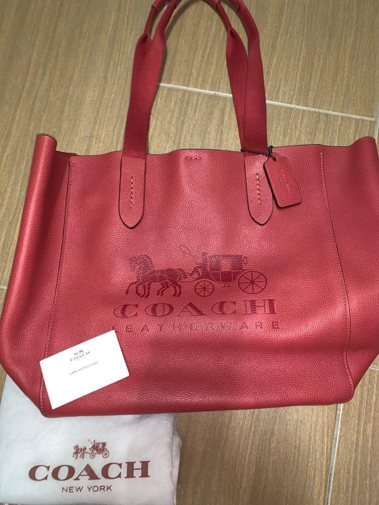 Coach Horse & Carriage Grove Red Tote, Luxury, Bags & Wallets on Carousell