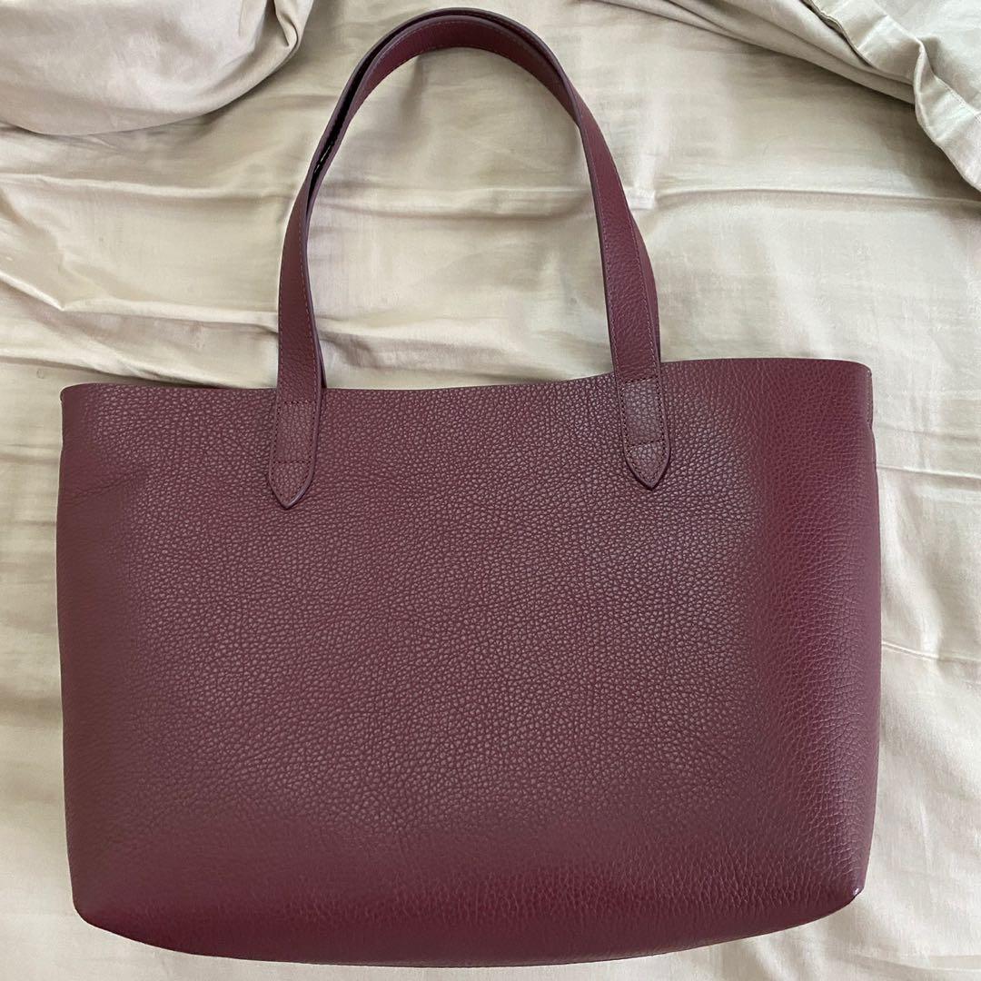 Cuyana Small Structured Leather Tote Merlot, Women's Fashion, Bags ...