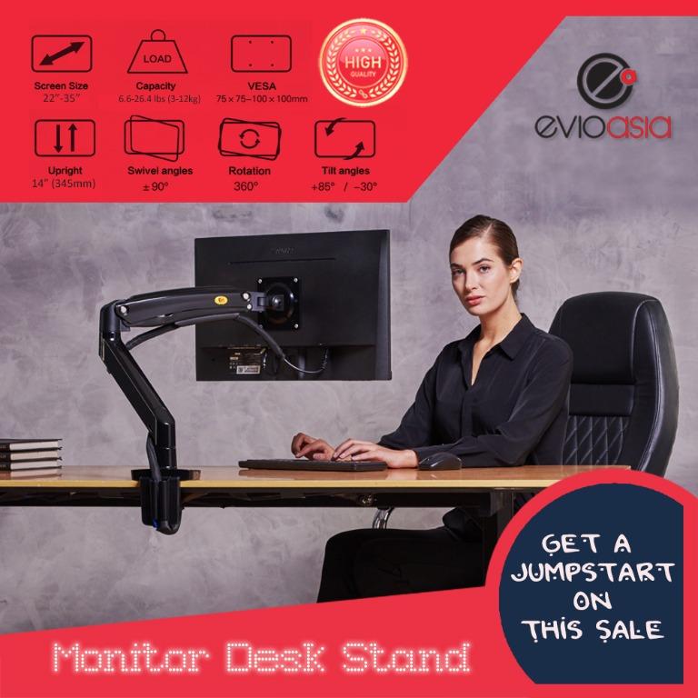 Ergonomic Single Flexi Mount Desktop Monitor Arm Fits for 2235 inch