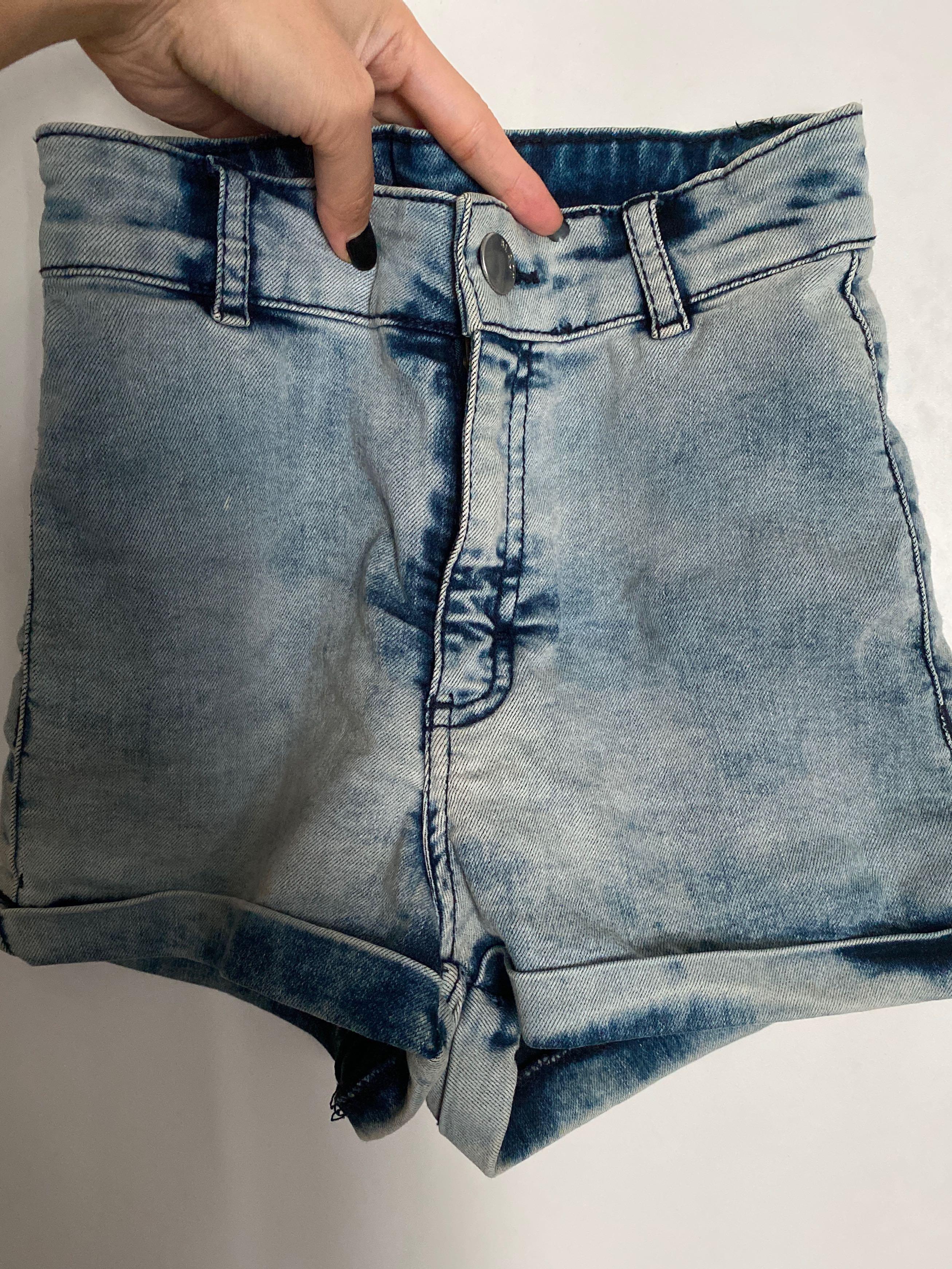 High waist acid wash shorts clearance