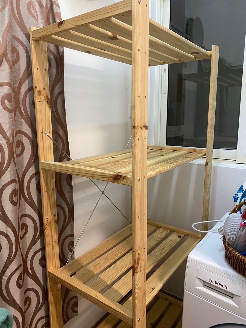 IKEA wooden storage shelves