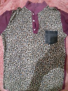 Leopard print polo shirt