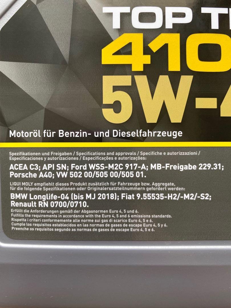 Liqui Moly Top Tec 4100 5W40 Engine Oil for Petrol and Diesel Engines ...