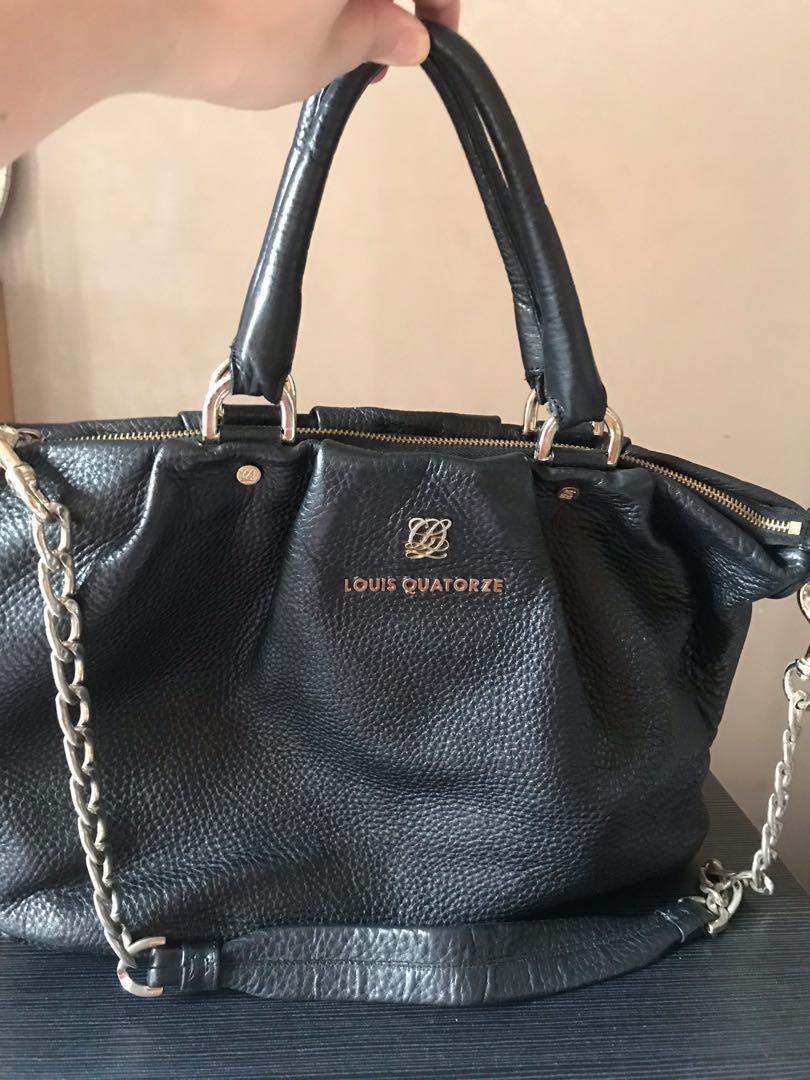 Louis Quatorze two way black leather, Luxury, Bags & Wallets on Carousell