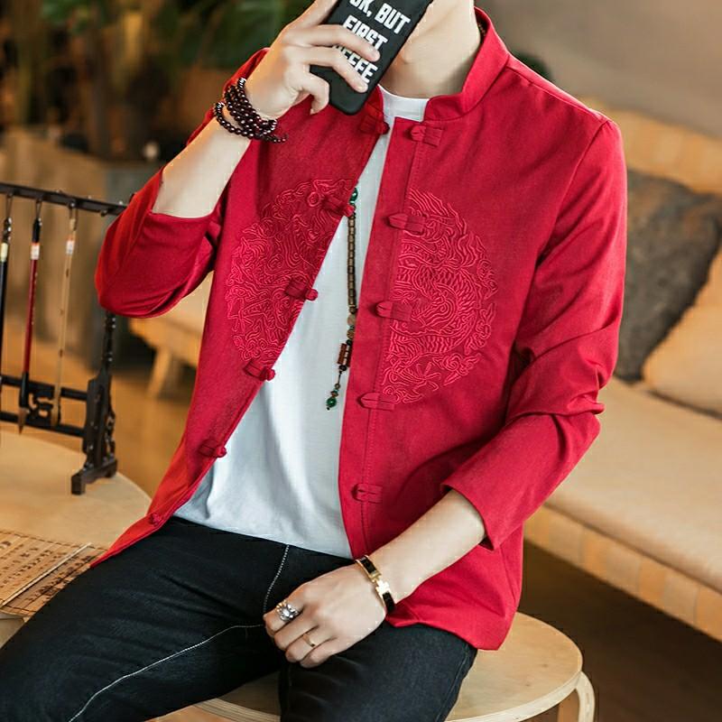Men red shirt / Men Transitional clothes/ CNY clothes, Men's Fashion ...
