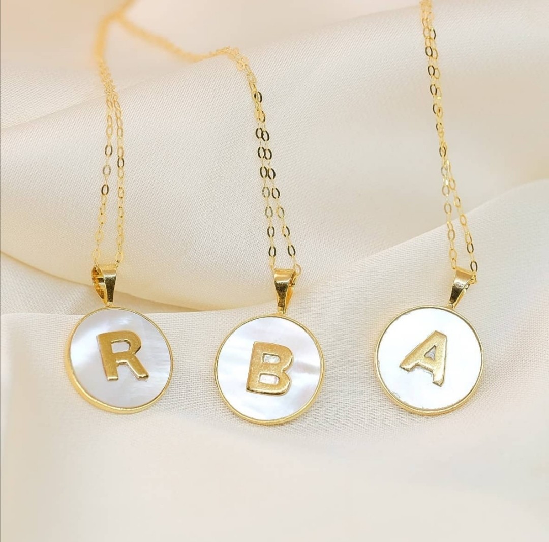 Mother of Pearl Initial Necklace, Women 
