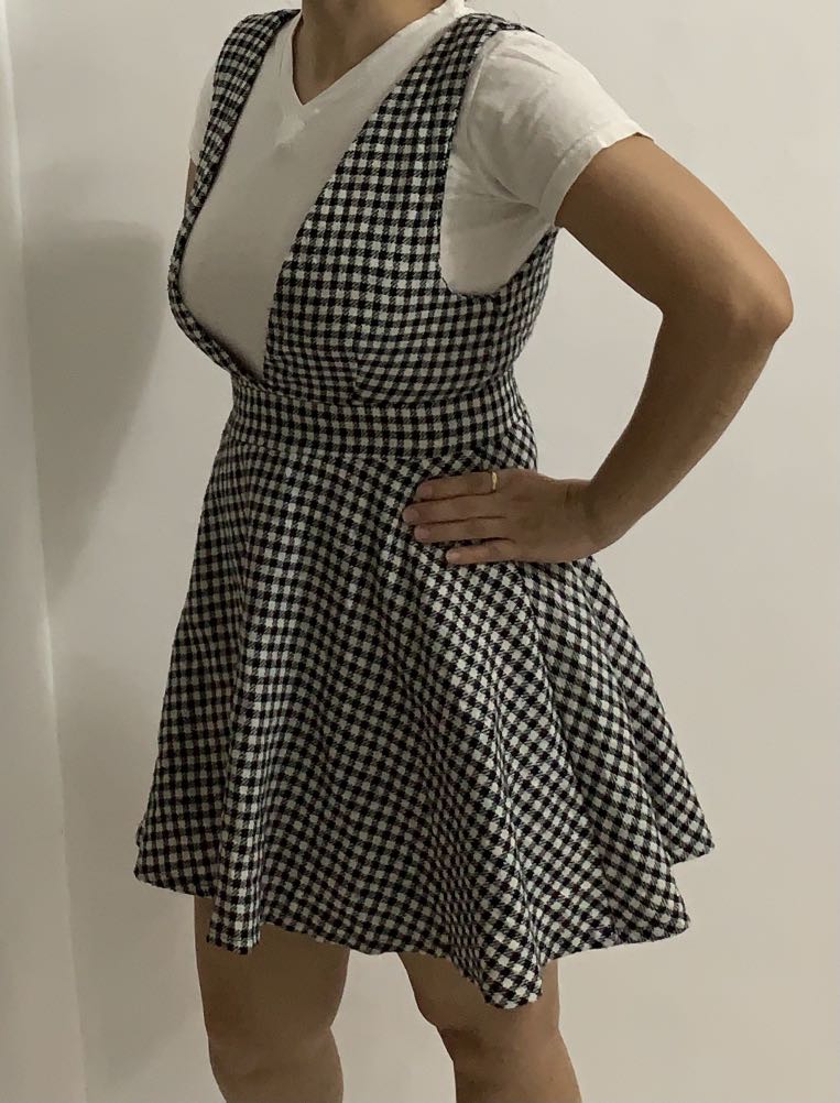 Checkered jumper hot sale dress