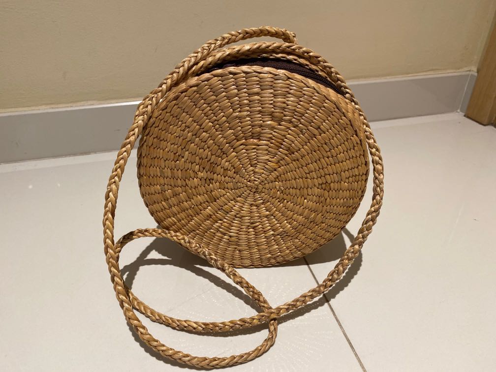 Rattan Round Sling Bag, Women's Fashion, Bags & Wallets, Crossbody