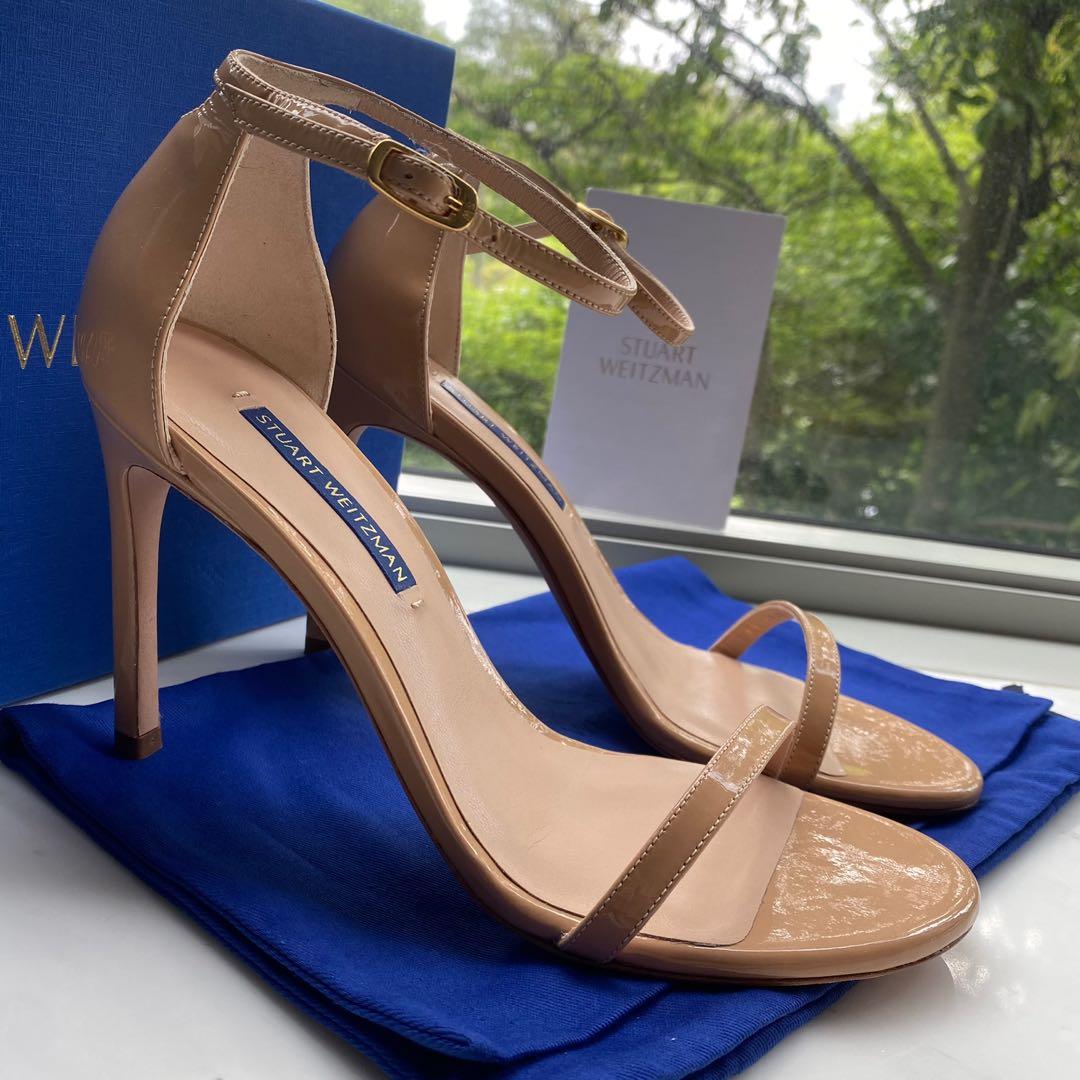 Stuart weitzman nudistsong patent leather sandals clearance