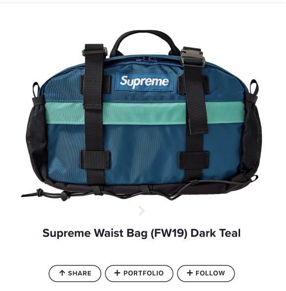 Supreme Waist Bag FW19 Dark Teal Men s Fashion Bags Sling Bags on Carousell