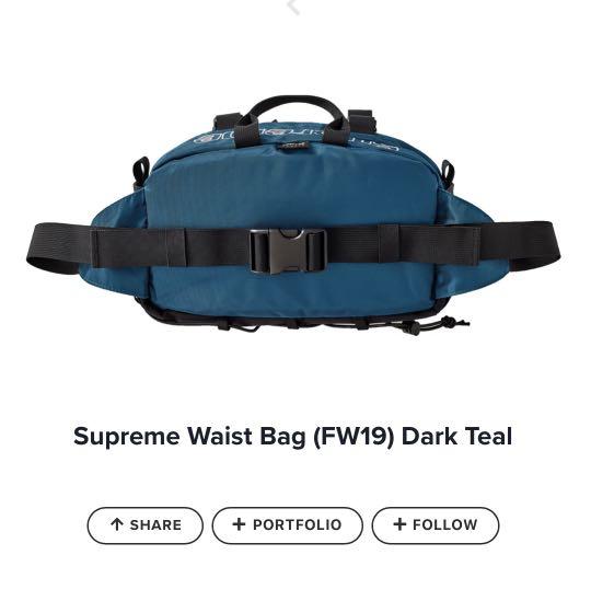 Supreme Waist Bag FW19 Dark Teal Men s Fashion Bags Sling Bags on Carousell