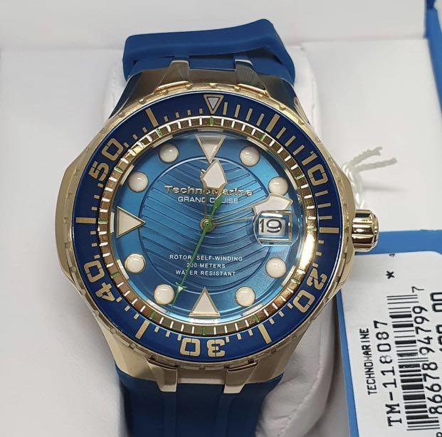 Technomarine Grand Cruise(Automatic) TM 118087 (Category: Men's Watches) located in Malabon City. Submitted by hyruwatchesandaccessories (Listing ID 1064219255, Image 1). Description: Technomarine Grand Cruise(Automatic) TM 118087 ❤️Php 8490 + sf Movement Components: Japan Caliber: NH35 Case and Dial Case size: 48mm Case material: Stainless Steel Crown: Push Dial material: Metal Water resistance: 200M Band Material: Silicone Tone: Blue Length: 20