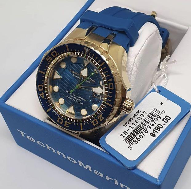 Technomarine Grand Cruise(Automatic) TM 118087 (Category: Men's Watches) located in Malabon City. Submitted by hyruwatchesandaccessories (Listing ID 1064219255, Image 2). Description: Technomarine Grand Cruise(Automatic) TM 118087 ❤️Php 8490 + sf Movement Components: Japan Caliber: NH35 Case and Dial Case size: 48mm Case material: Stainless Steel Crown: Push Dial material: Metal Water resistance: 200M Band Material: Silicone Tone: Blue Length: 20