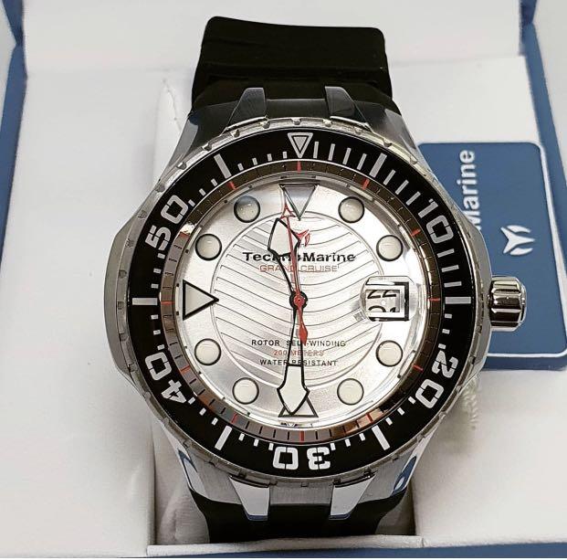 Technomarine Grand Cruise(Automatic) TM 118080 (Category: Men's Watches) located in Malabon City. Submitted by hyruwatchesandaccessories (Listing ID 1064221092, Image 1). Description: Technomarine Grand Cruise(Automatic) TM 118080 ❤️Php 8490 + sf Movement Components: Japan Caliber: NH35 Case and Dial Case size: 48mm Case material: Stainless Steel Crown: Push Dial material: Metal Water resistance: 200M Band Material: Silicone Tone: Blue Length: 20