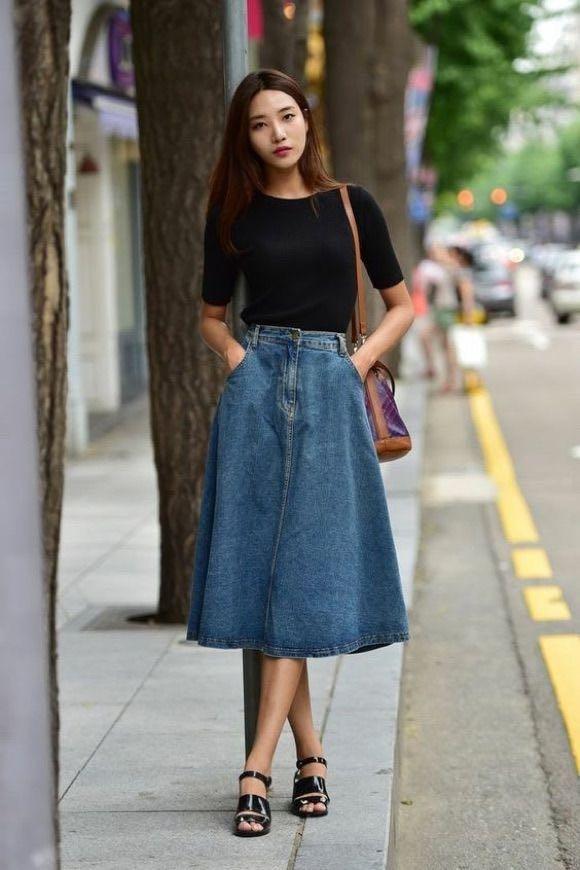 Uniqlo a 2024 line denim skirt