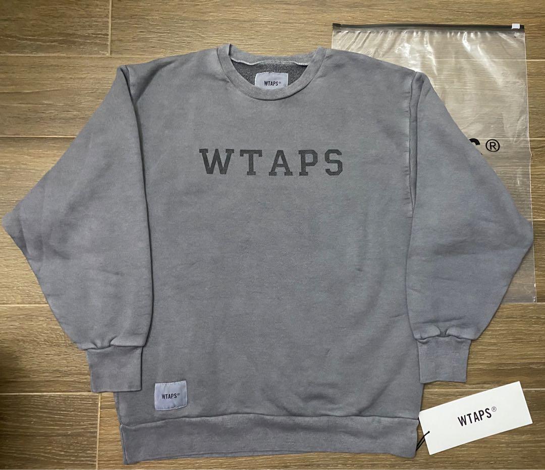 WTAPS College Crewneck Sweatshirt Washed Design Grey M Sweater, 男