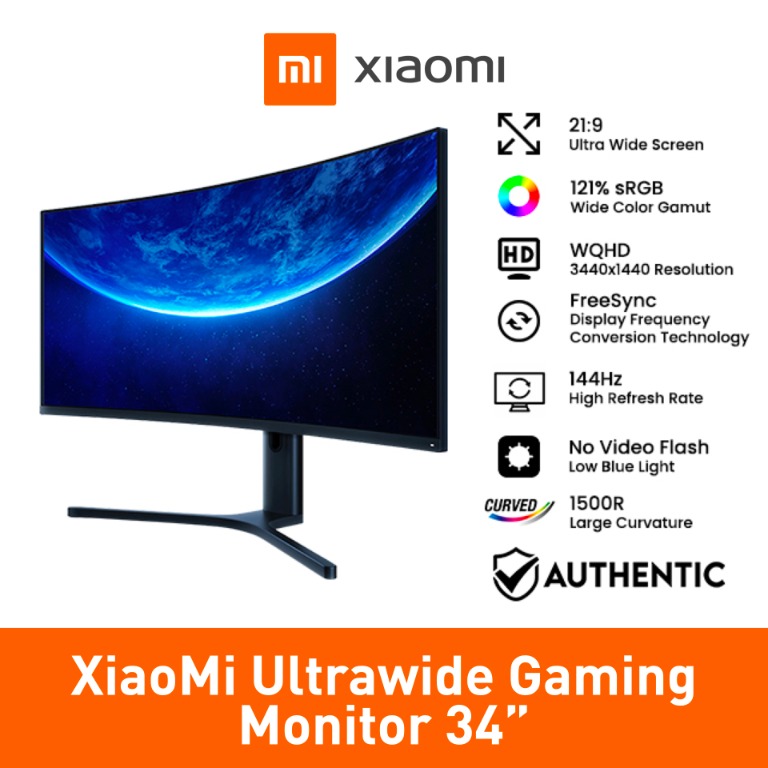 Xiaomi Mi Surface Curved Gaming Ultrawide Monitor 34 Inch 2k 144Hz High ...
