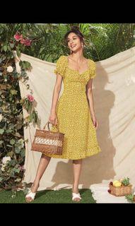 Yellow daises midi length dress