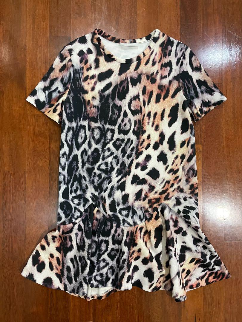 strapless open back dress Leopard peplum dress – Kylia Campbell Designs main image 0