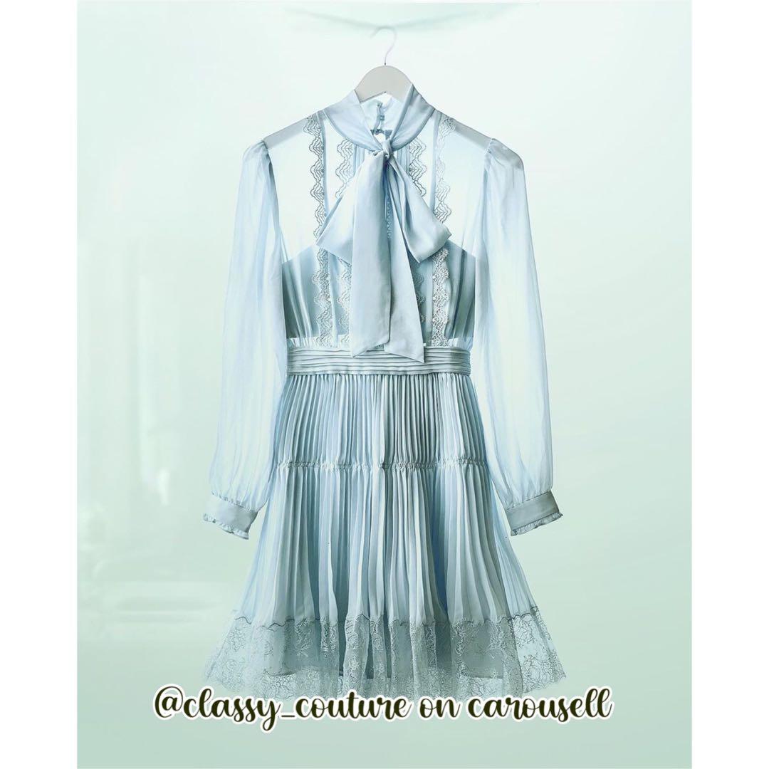 white christmas dresses Elegant Lace Ruffled Chiffon Prom Dress Flowy Sky Blue Bridesmaid Dress ARD2728