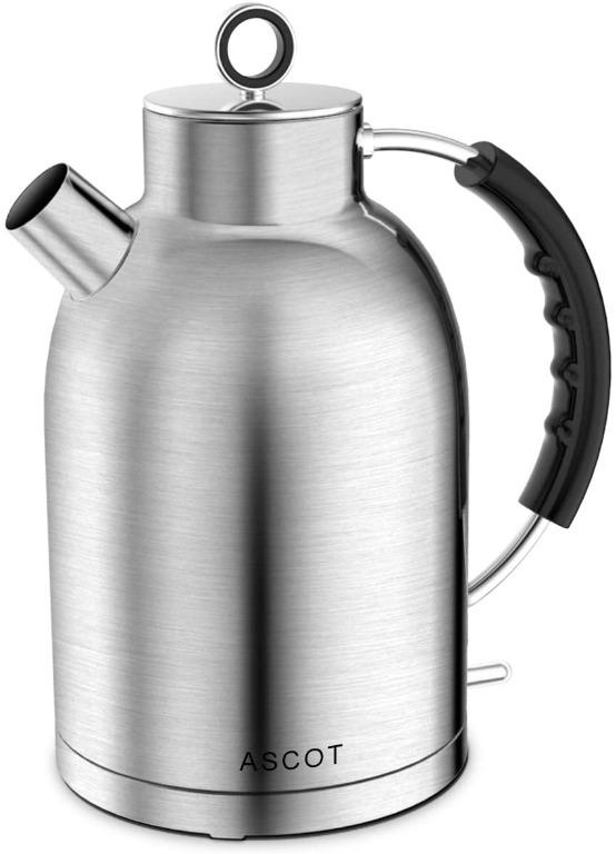 ASCOT Stainless Steel Electric Kettle 1.7 Liter BPA Free Electric Kettles  for Boiling Water 1500W Fast Hot Water Boiler Auto Shut Off Cordless  Electronic Water Heater Matte Silver, TV u0026 Home Appliances,