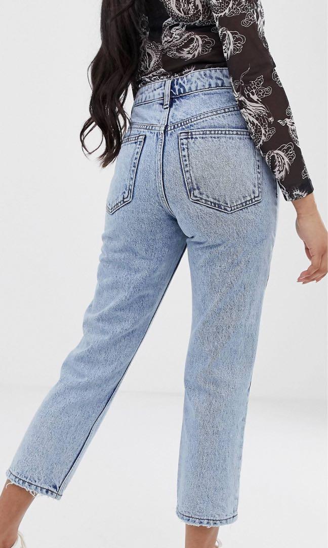 ASOS x COLLUSION Petite x005 Straight Leg Jeans in Vintage Wash