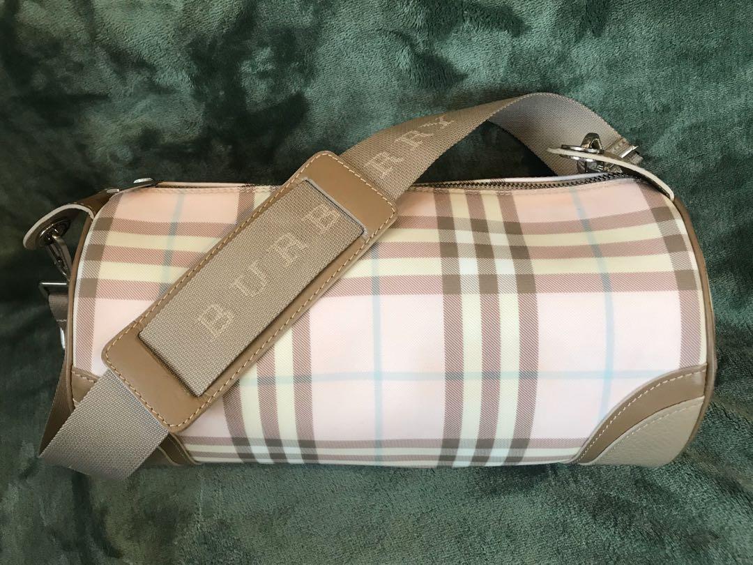 Authentic Burberry Pink Nova Check Barrel Bag, Luxury, Bags & Wallets on  Carousell