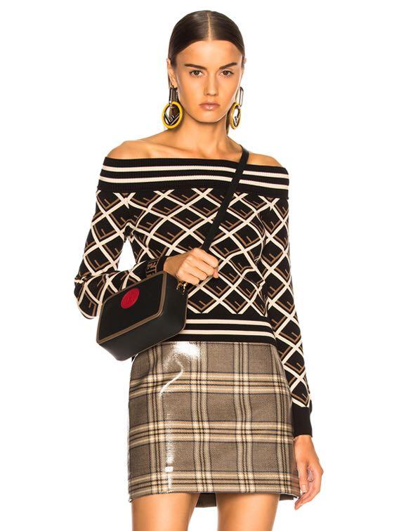 Authentic Fendi Deco Print Off Shoulder Sweater