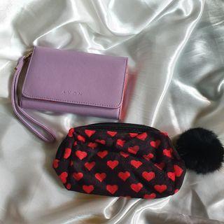 Avon Purple purse and black pouch