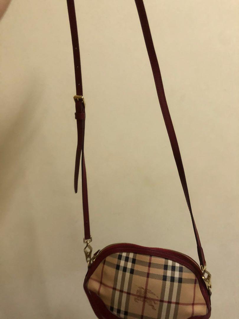BURBERRY Haymarket Check Mini Orchard Crossbody Military Red, Luxury