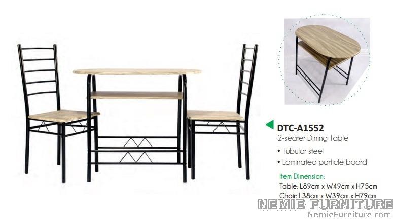 DTC-A1552 dining table with 2 chairs (Category: Chairs) located in Quezon City. Submitted by nemiefurniture (Listing ID 1064526668, Image 1). Description: oval laminated table top with 2 chairs table: 35.04L x 19.29"W x 29.53"H 890L x 490W x 750H mm chair: 14.96"L x 15.35"W x 31.10"H 380L x 390W x 790H mm https://nemiefurniture.com Prices negotiable .